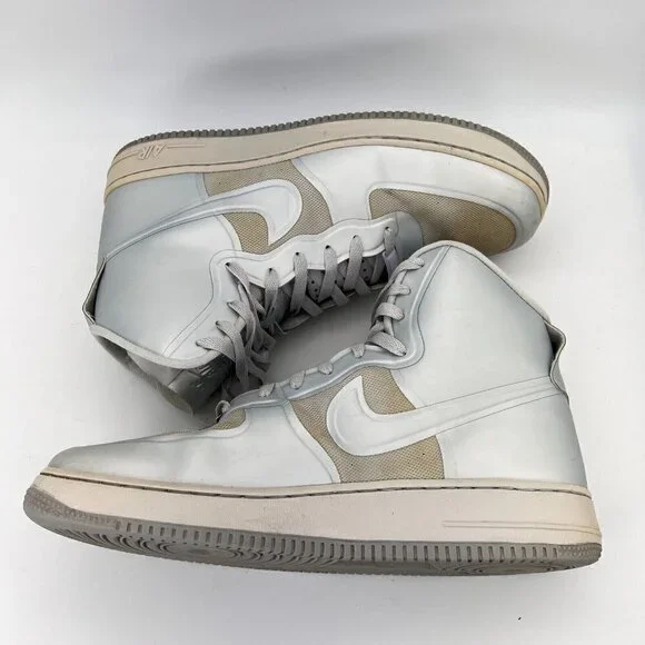 Nike Air Force One AF-1 Hyperfuse Silver Men Size 11.5 Hi Top Shoes 454433-001 - Picture 9 of 12